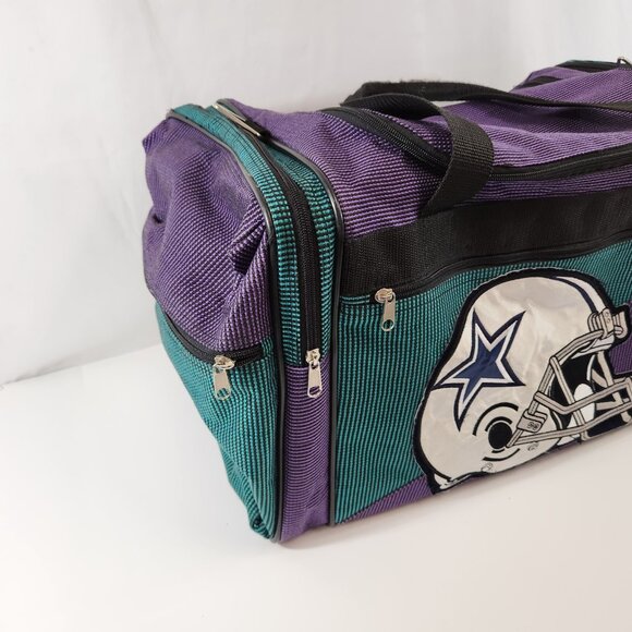 Dallas Cowboys Duffle Bag Helmet Star Logo Vtg 90s Purple Teal Gym Athletic - Picture 3 of 14